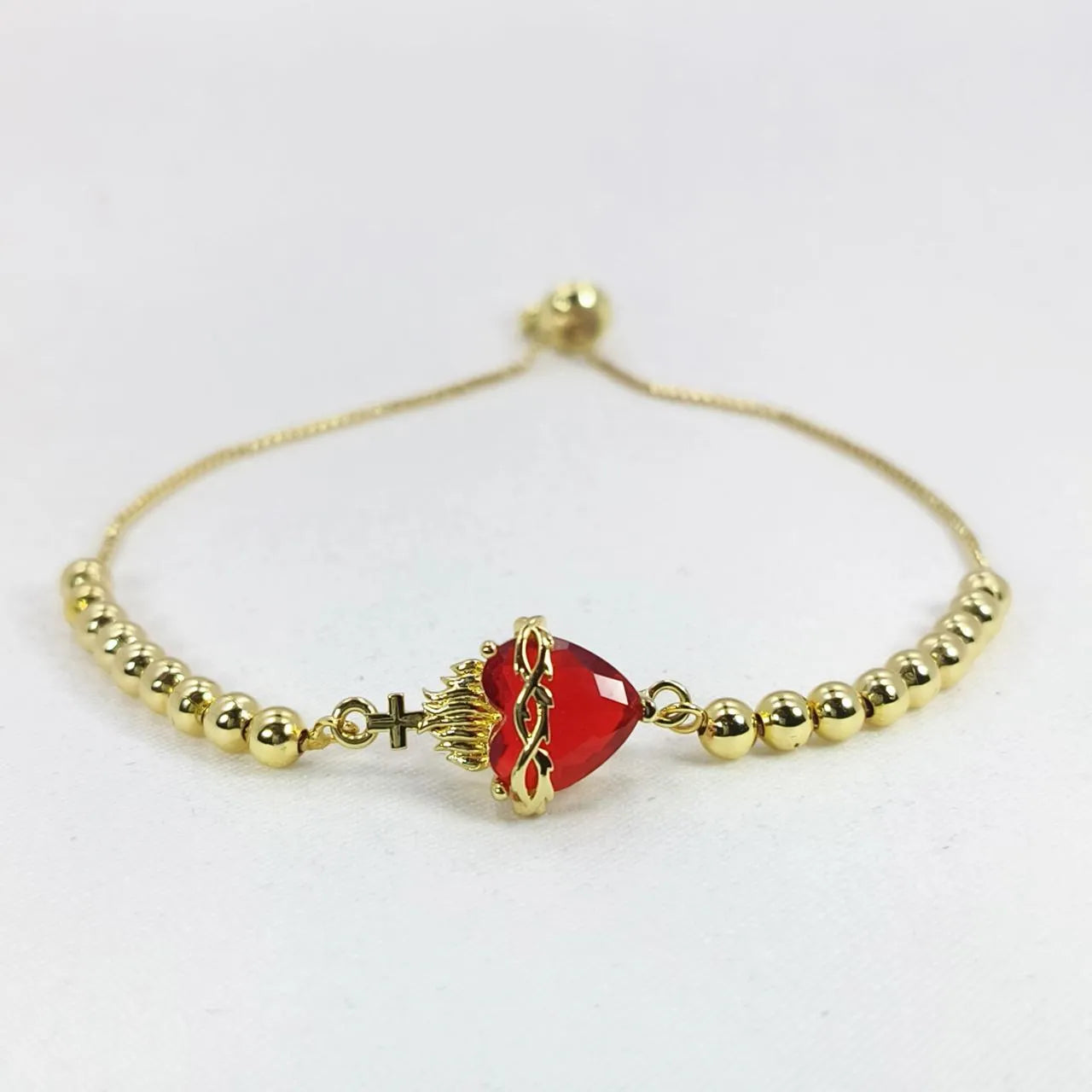Pulsera Sagrado Corazon con baño de oro 18k