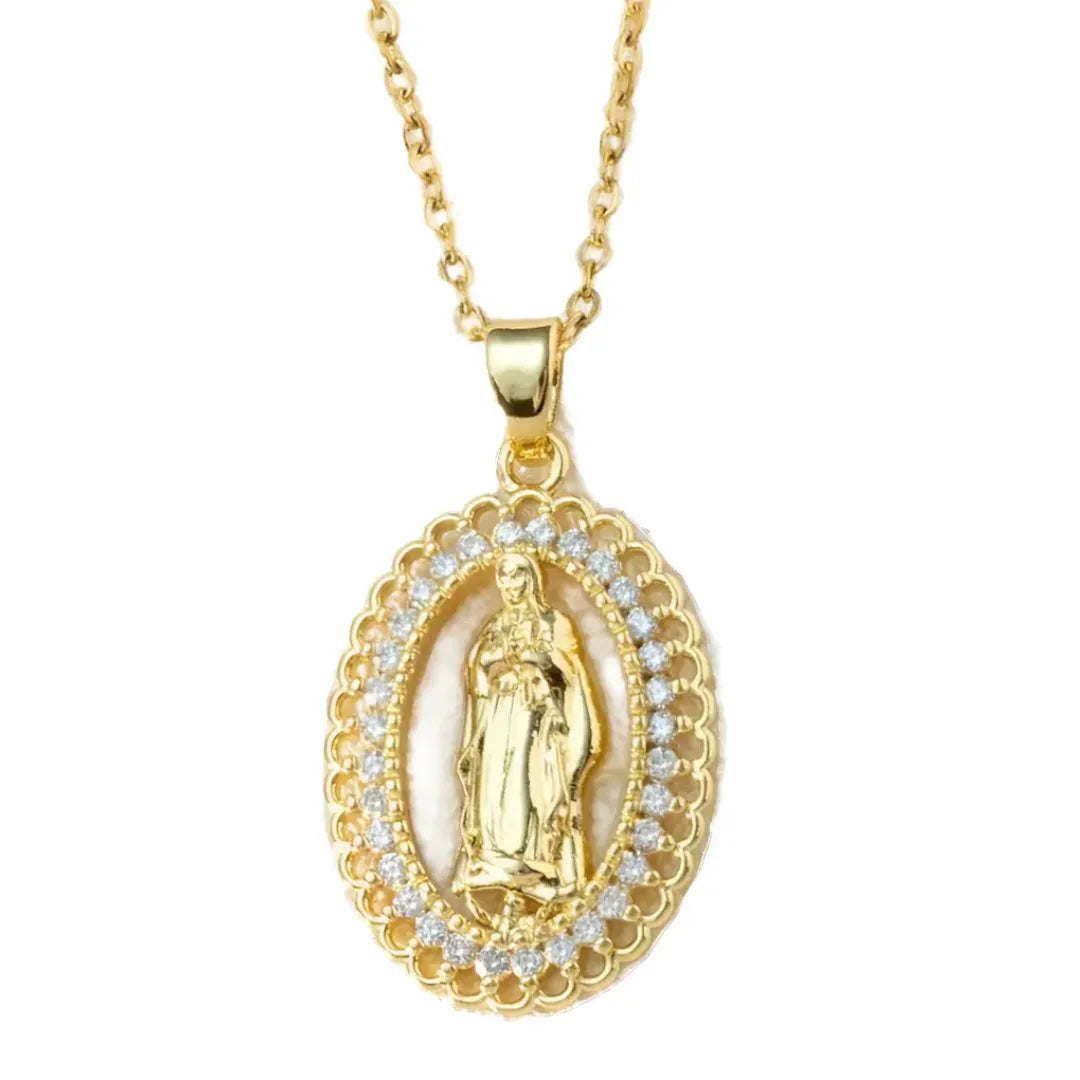 Collar Virgen de Guadalupe con Baño de oro 18K