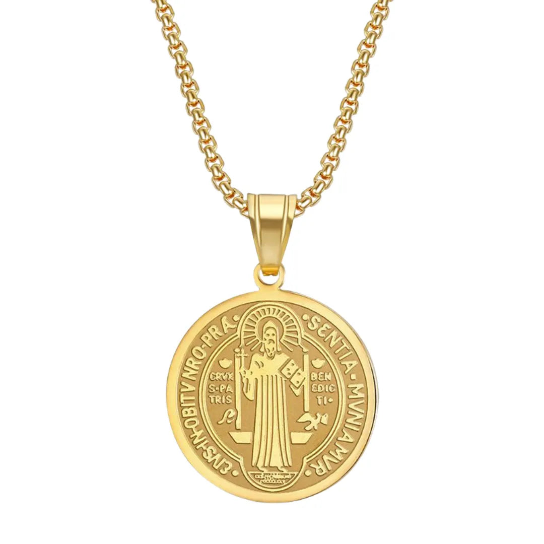Collar San Benito Baño de oro 18k + Caja de regalo