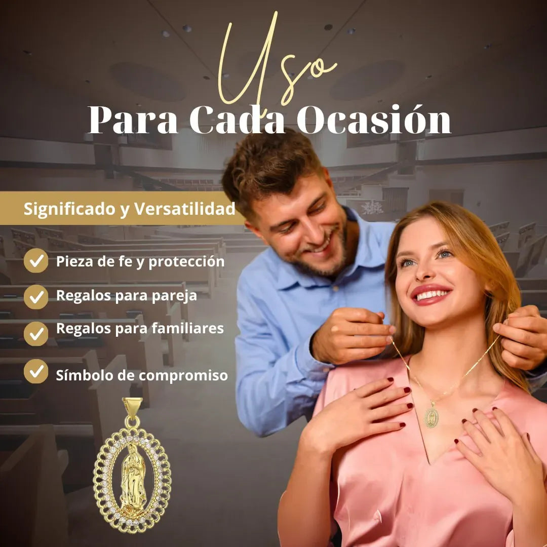 Collar Virgen de Guadalupe con Baño de oro 18K