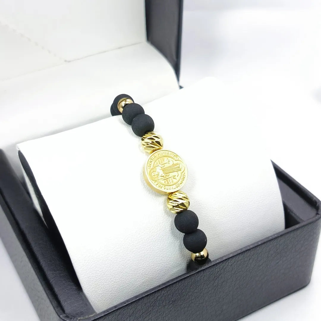 Manilla Protectora San Benito Baño de oro 18k
