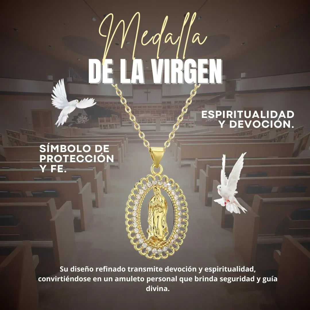 Collar Virgen de Guadalupe con Baño de oro 18K