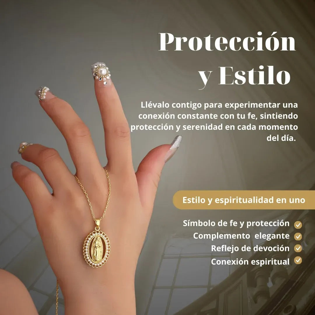 Collar Virgen de Guadalupe con Baño de oro 18K