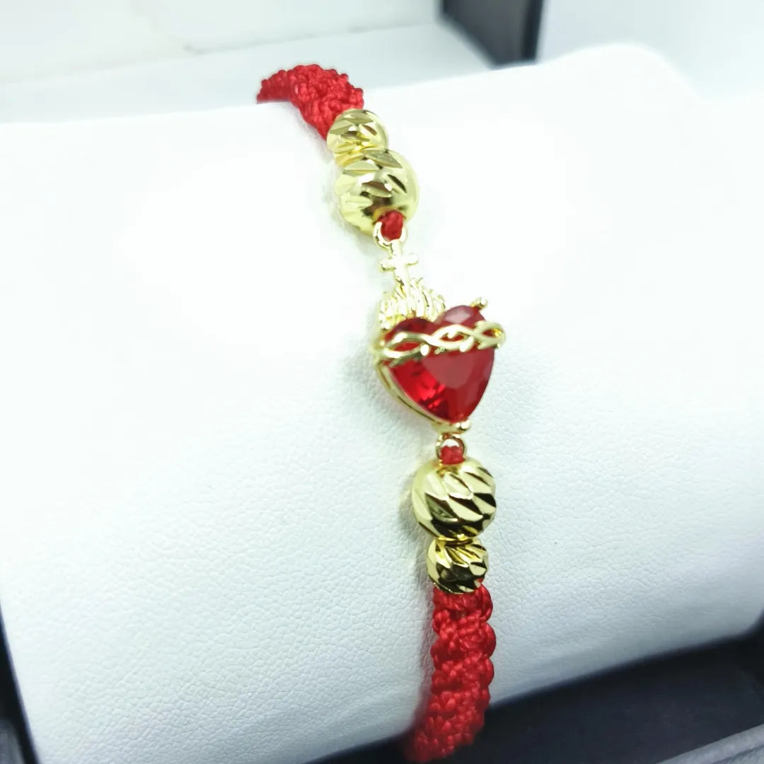 PULSERA CORAZON DE JESUS TEJIDA A MANO