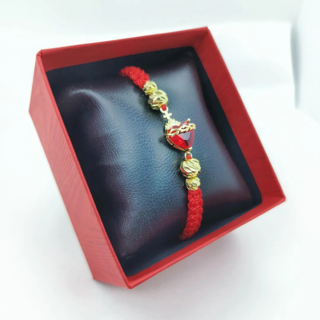 PULSERA CORAZON DE JESUS TEJIDA A MANO