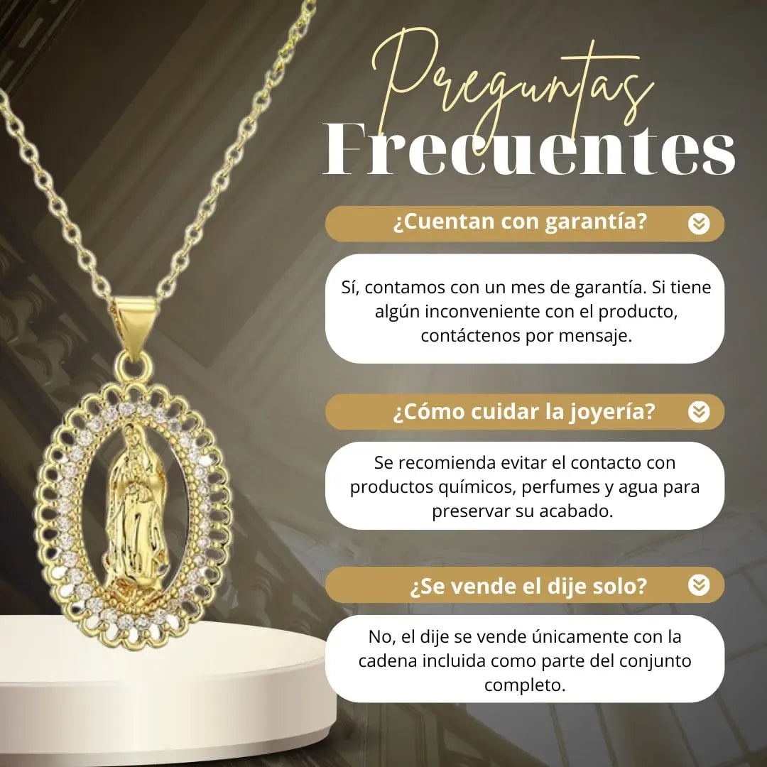 Collar Virgen de Guadalupe con Baño de oro 18K