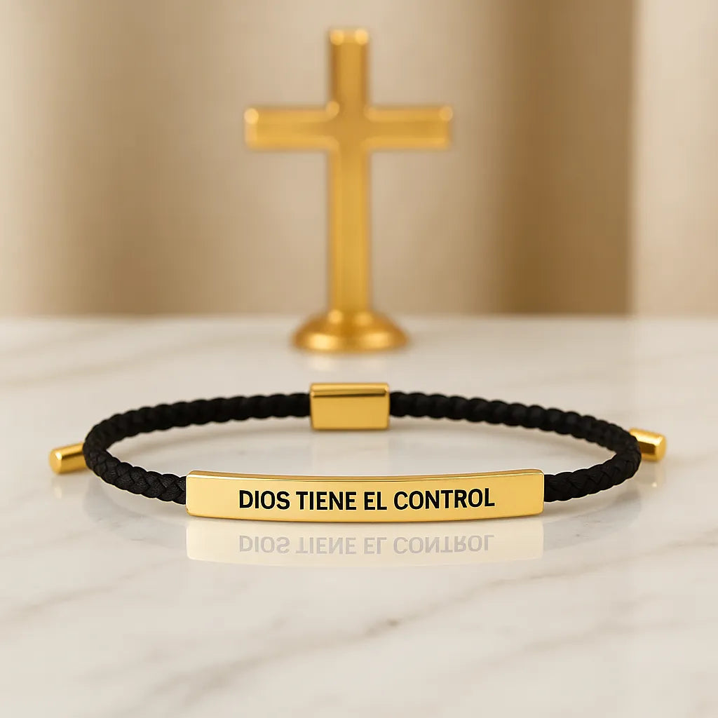 PULSERA DIOS TIENE EL CONTROL-Baño de oro 18k
