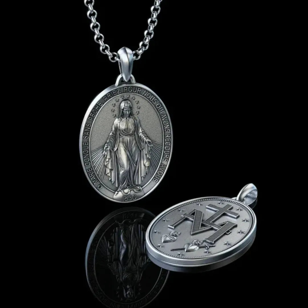 Collar virgen milagrosa en plata