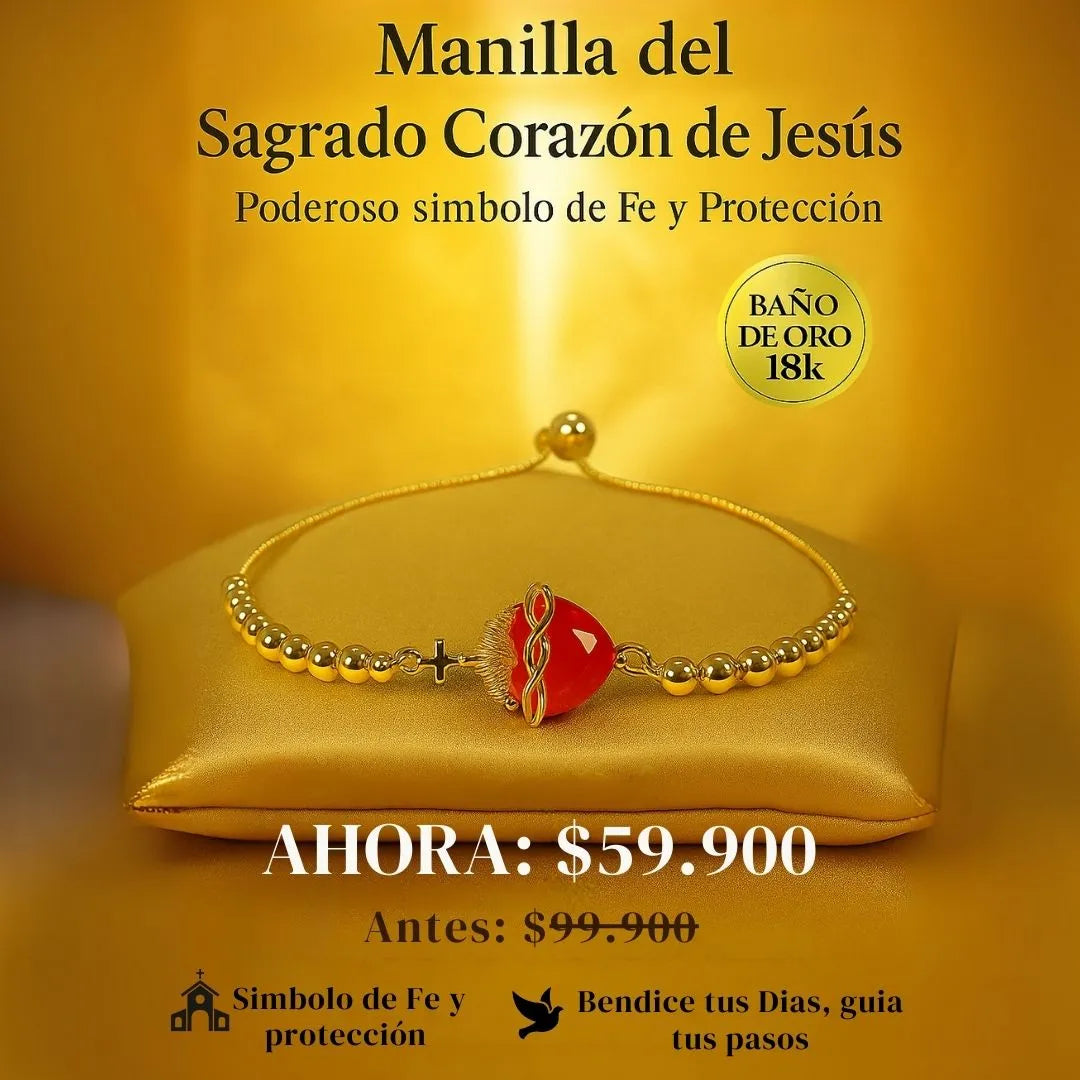 Pulsera Sagrado Corazon con baño de oro 18k