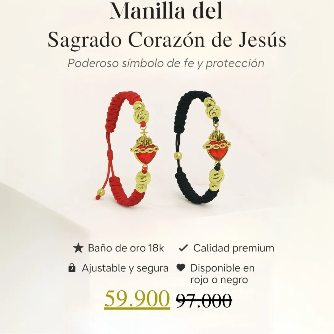 PULSERA CORAZON DE JESUS TEJIDA A MANO