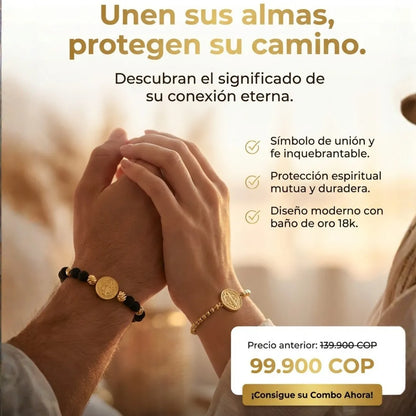 Combo San Benito Protector Baño de oro 18k