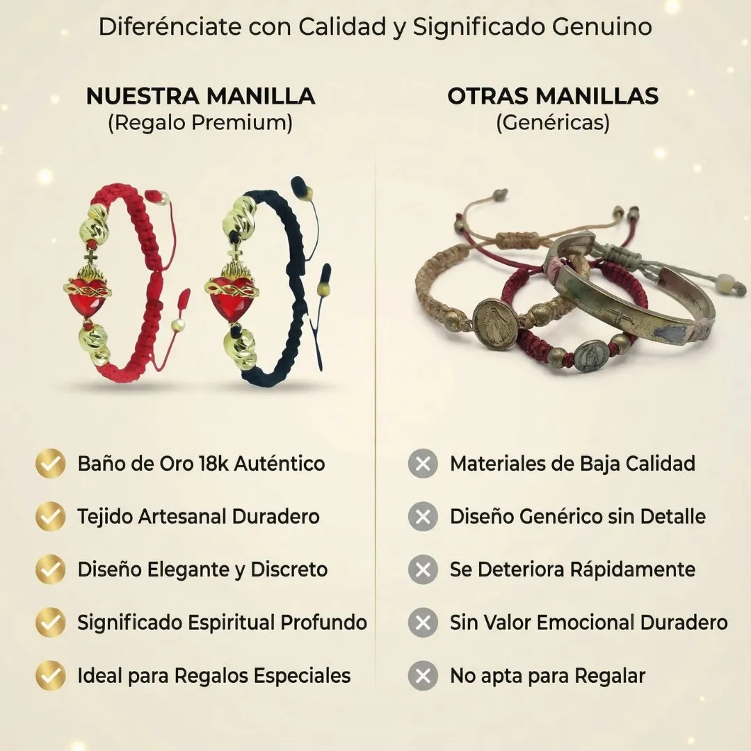 PULSERA CORAZON DE JESUS TEJIDA A MANO