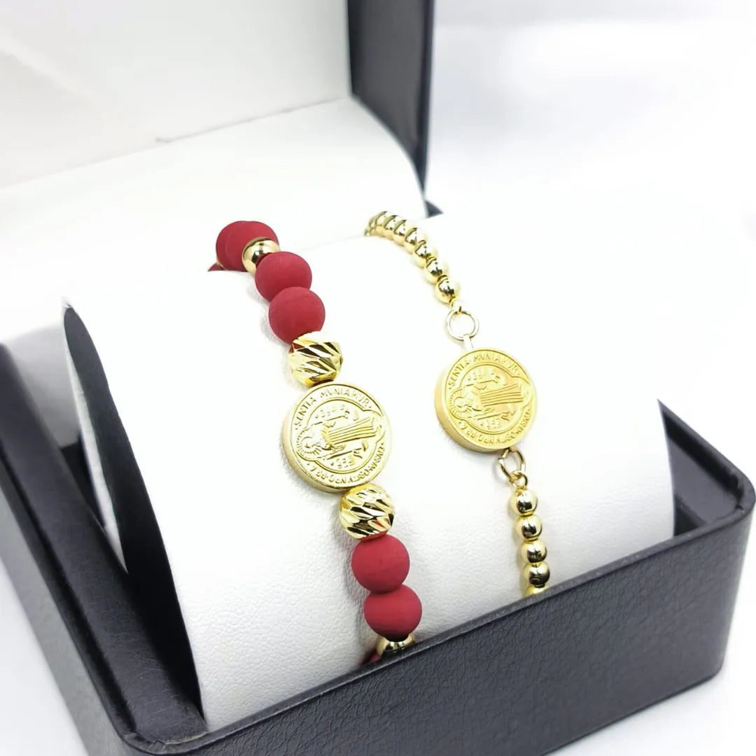 Combo San Benito Protector Baño de oro 18k