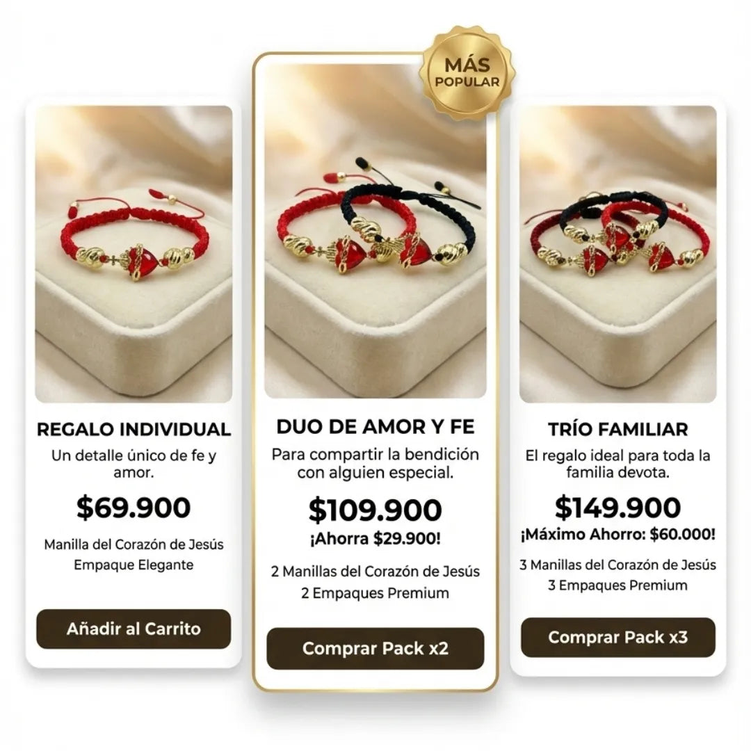 PULSERA CORAZON DE JESUS TEJIDA A MANO