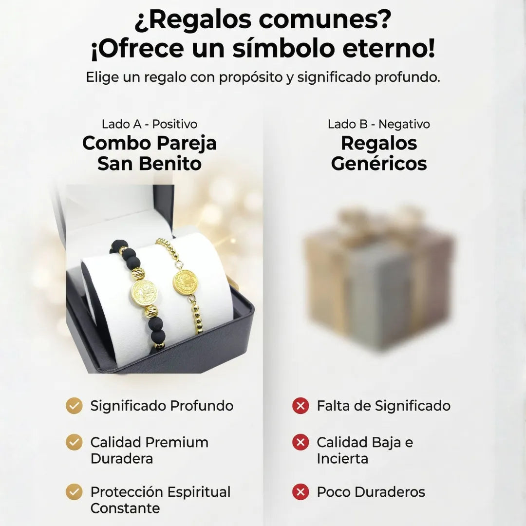Combo San Benito Protector Baño de oro 18k