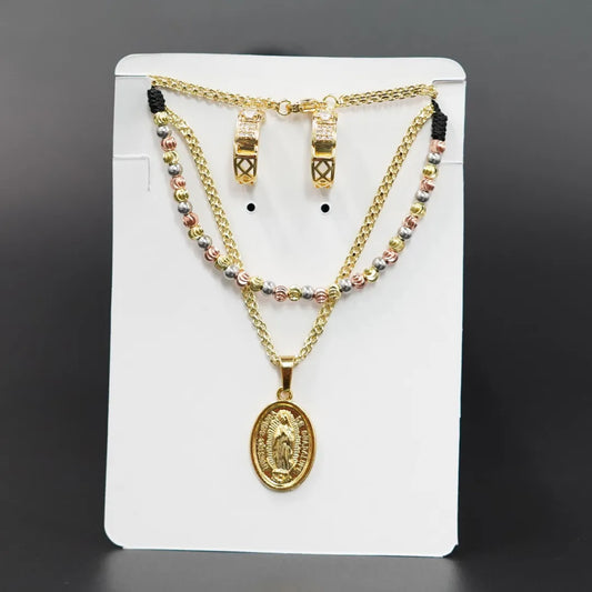 Kit X3 Baño de oro 18k - Cadena-Aretas-manilla