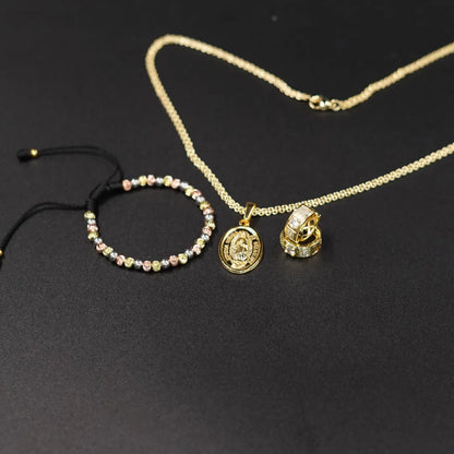 Kit X3 Baño de oro 18k - Cadena-Aretas-manilla