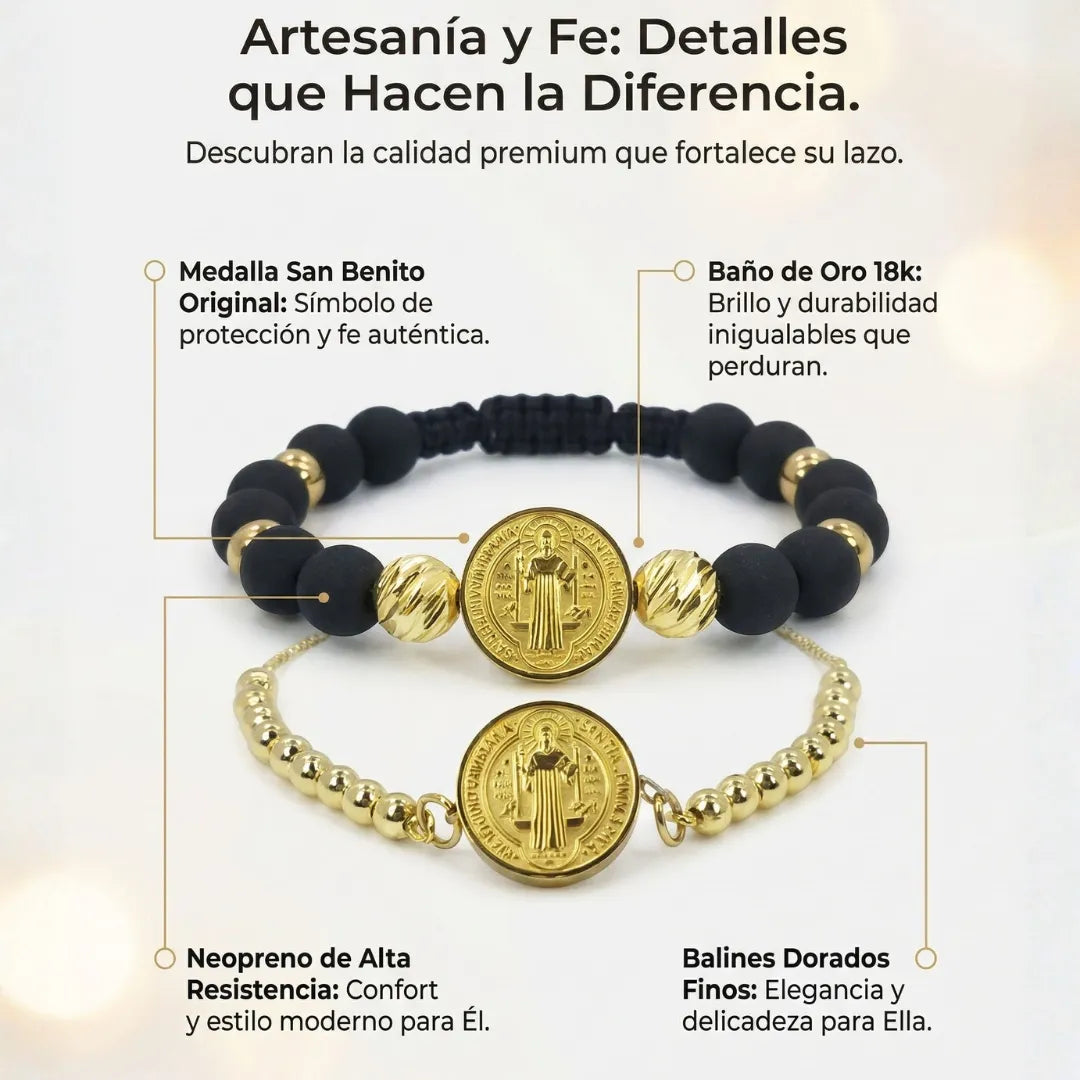 Combo San Benito Protector Baño de oro 18k