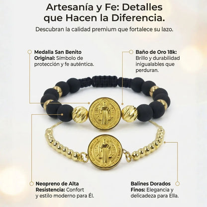 Combo San Benito Protector Baño de oro 18k