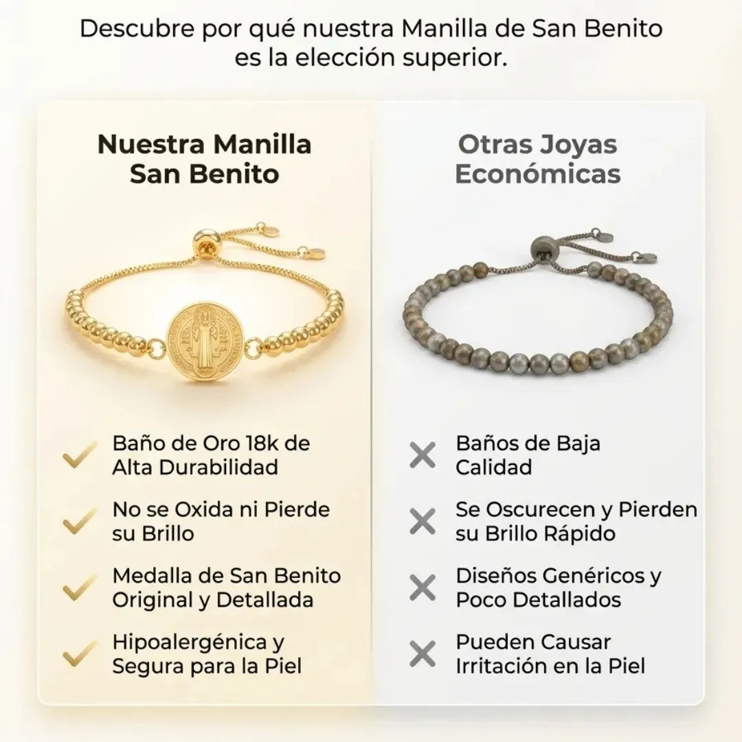 Manilla San Benito Baño de oro 18k balines