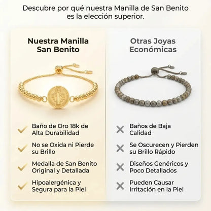Manilla San Benito Baño de oro 18k balines