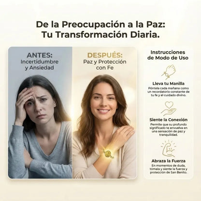 Manilla San Benito Baño de oro 18k balines