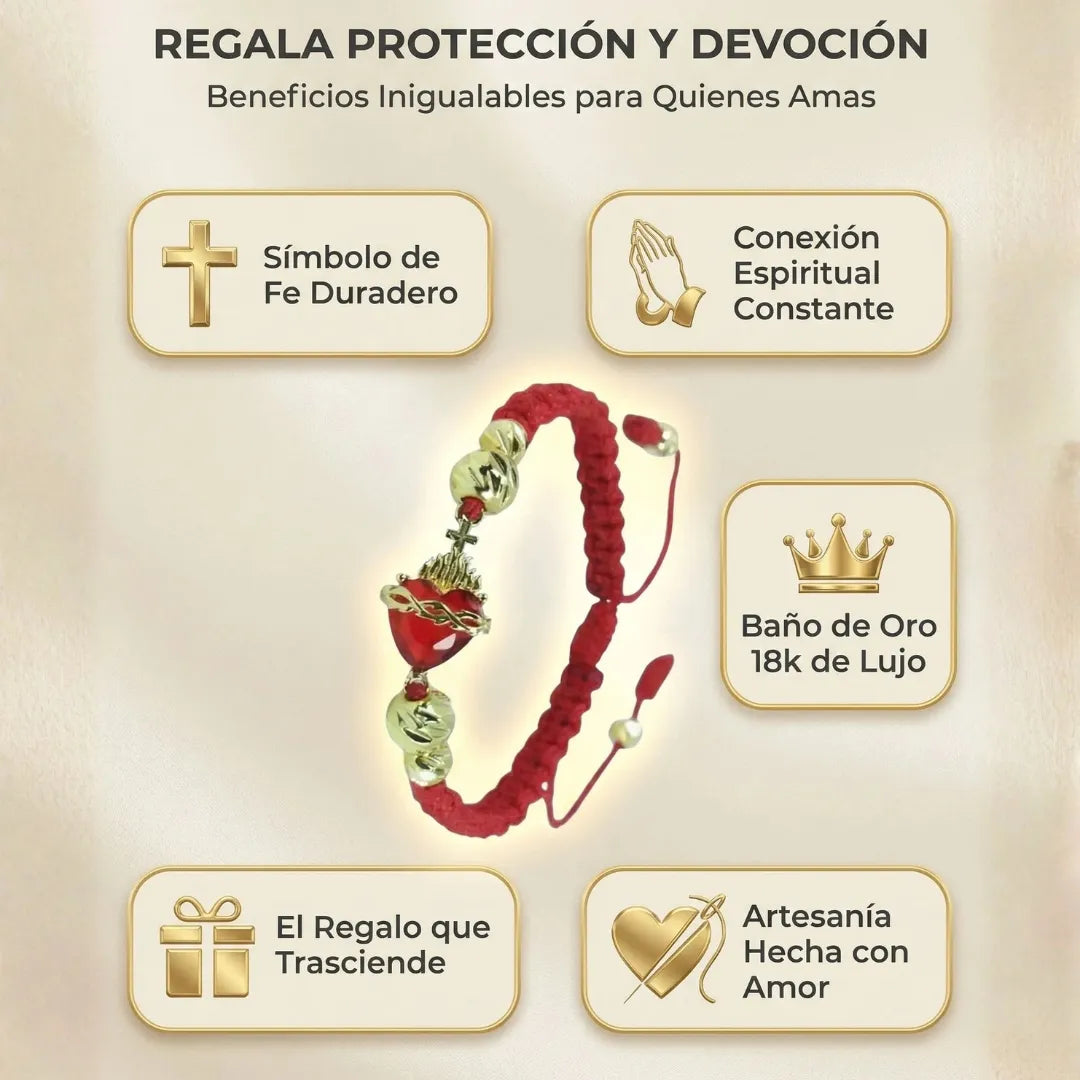 PULSERA CORAZON DE JESUS TEJIDA A MANO