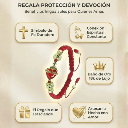 PULSERA CORAZON DE JESUS TEJIDA A MANO