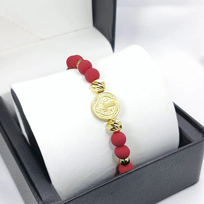 Manilla Protectora San Benito Baño de oro 18k