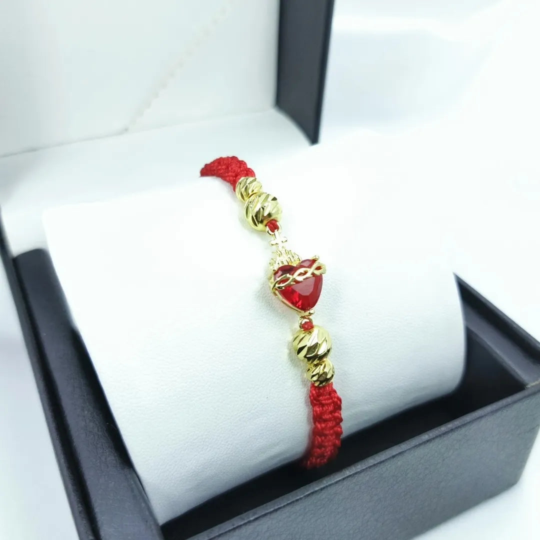 PULSERA CORAZON DE JESUS TEJIDA A MANO