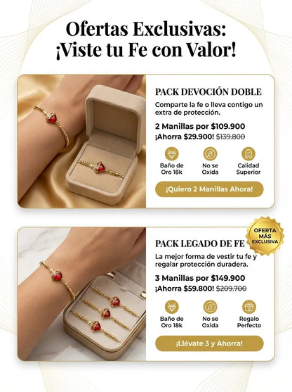 Pulsera Sagrado Corazon con baño de oro 18k