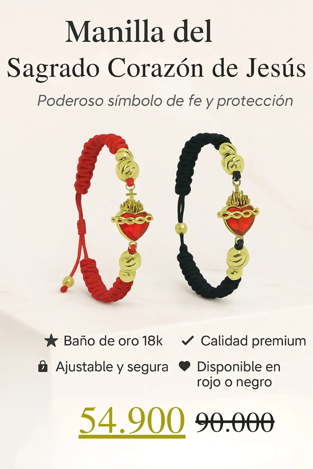 PULSERA CORAZON DE JESUS TEJIDA A MANO