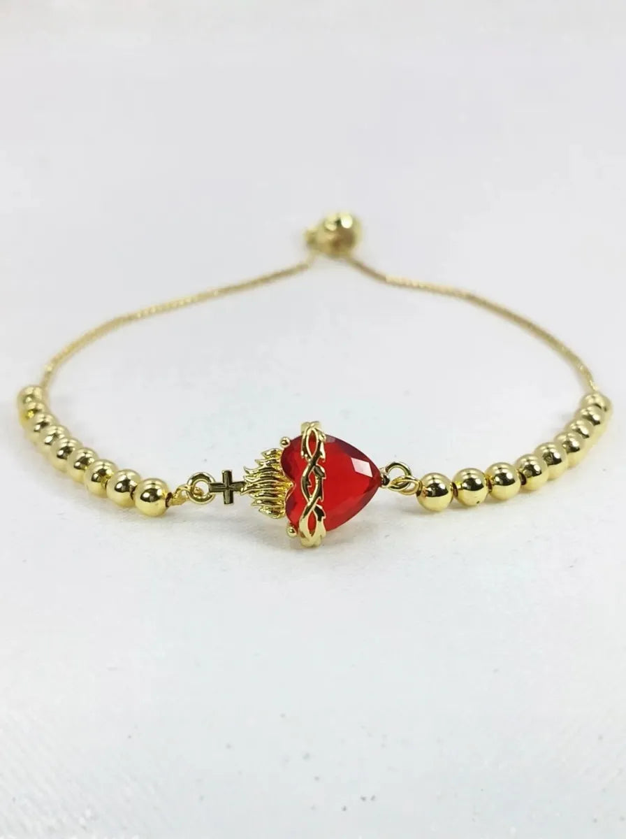 Pulsera Sagrado Corazon con baño de oro 18k