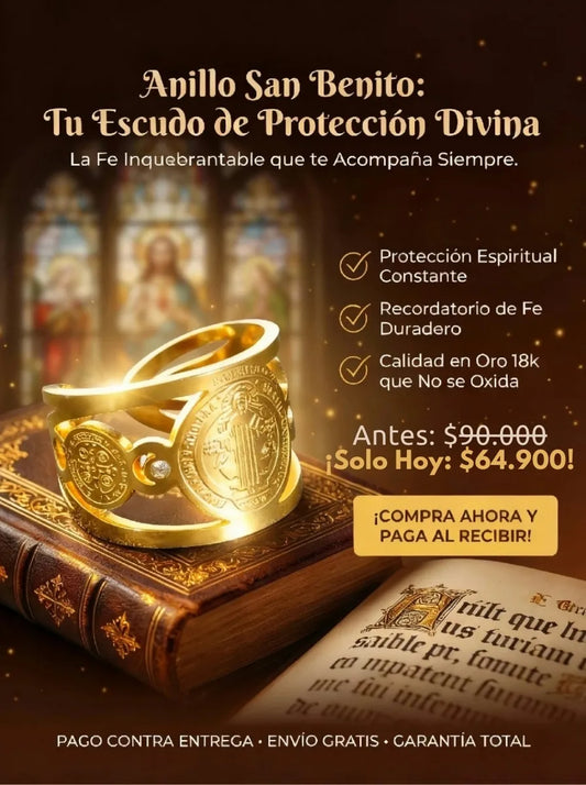 Anillo San Benito baño de oro 18k  +CAJAREGALO